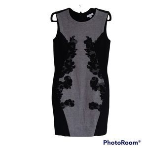 Katherine Barclay  Gray and Black Sleeveless Sheath Dress